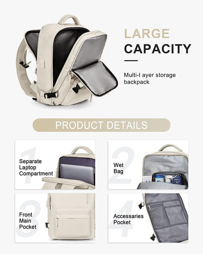 Waterproof travel rucksack with shoe compartment and USB port – suitable for 14-inch laptop