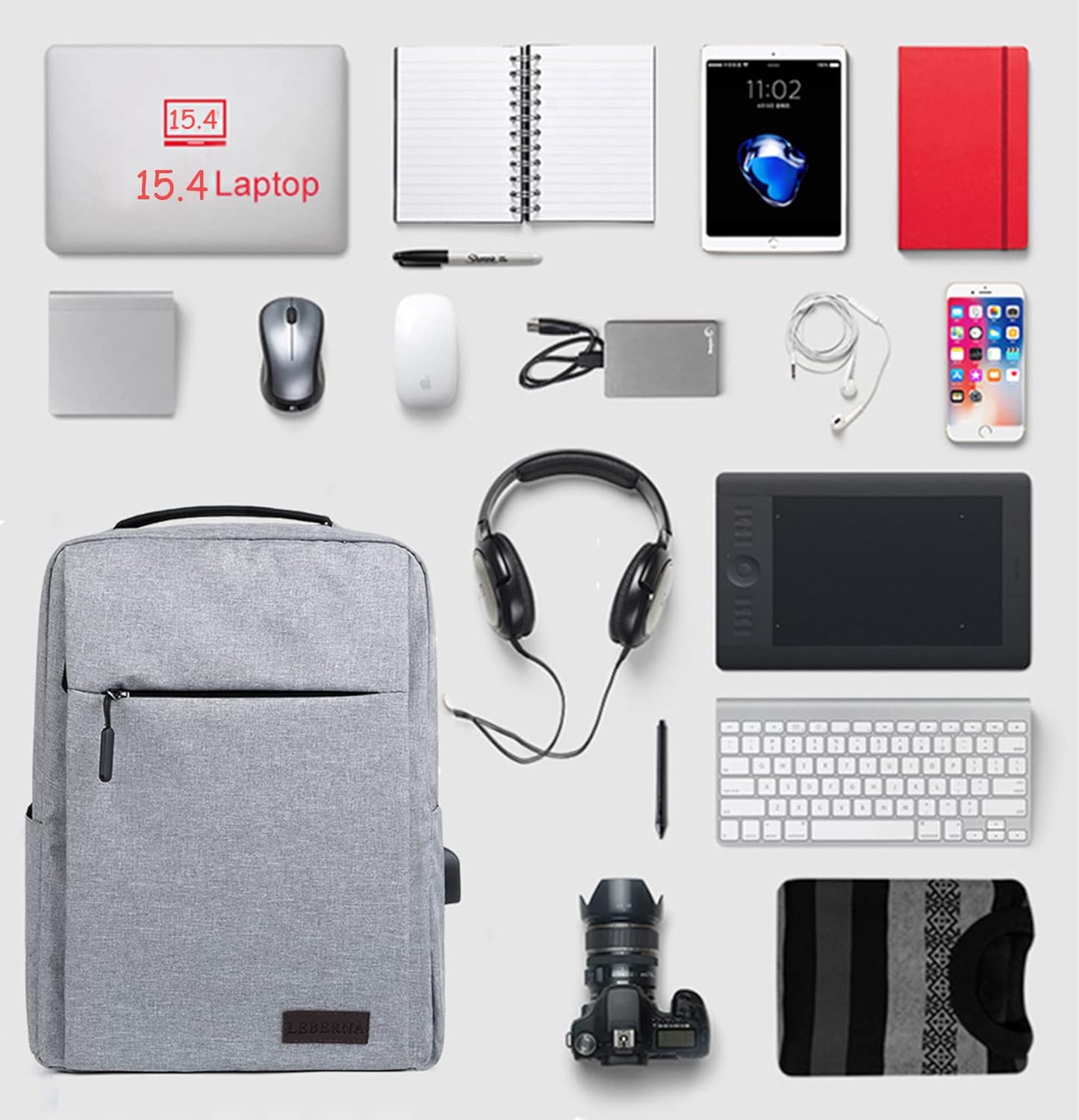 Slim, waterproof laptop backpack with USB port