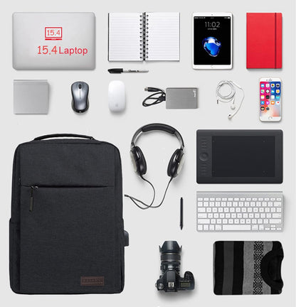 Slim, waterproof laptop backpack with USB port