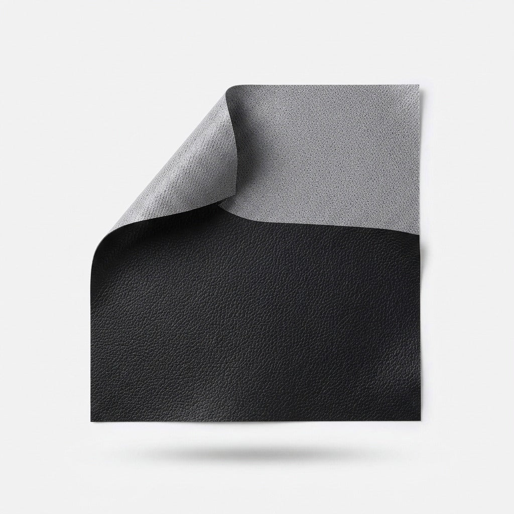 Square black patch with one corner turned back to show its grey adhesive underside 16