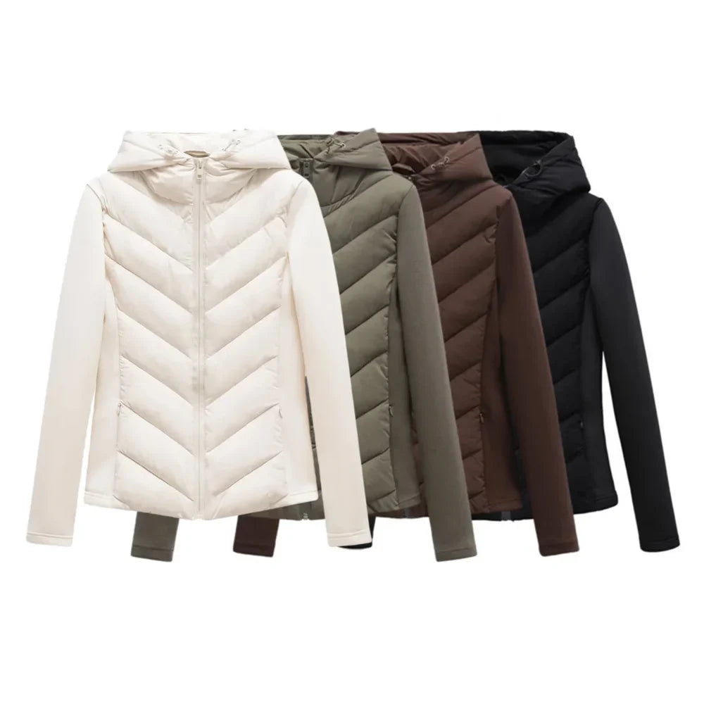 Women's Lightweight Padded Winter Jacket with Hood and Hidden Pockets 1