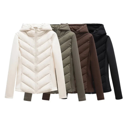 Women's Lightweight Padded Winter Jacket with Hood and Hidden Pockets 1