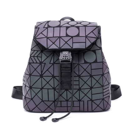 Reflective colour-changing geometric backpack for women