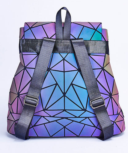 Reflective colour-changing geometric backpack for women