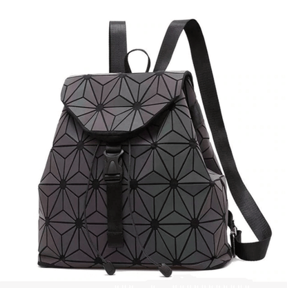 Reflective colour-changing geometric backpack for women