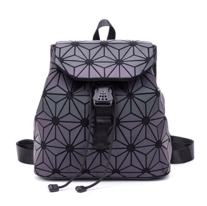 Reflective colour-changing geometric backpack for women
