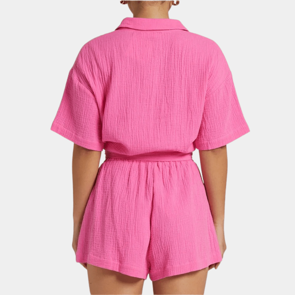 Two-piece ladies summer set with shirt and shorts – Noemi