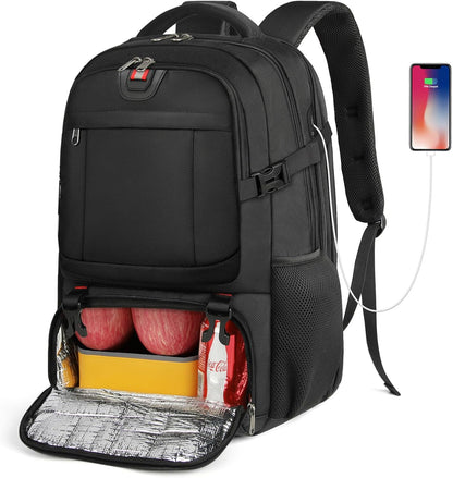 Extra-large lunch and laptop travel rucksack with USB charging port