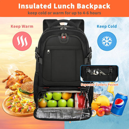 Extra-large lunch and laptop travel rucksack with USB charging port