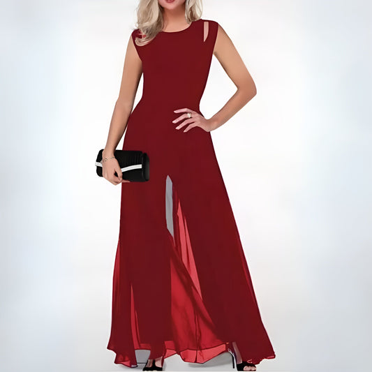 Elegant women's linen jumpsuit – Sofia in an autumnal style