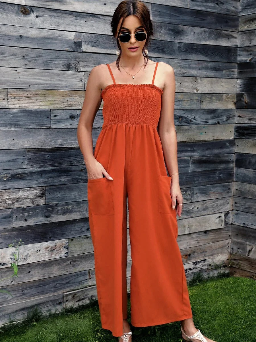 Summery women's jumpsuit with spaghetti straps in vintage style - RetroLuft