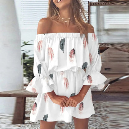 Summer dress with floral pattern and flared sleeves – Mireille