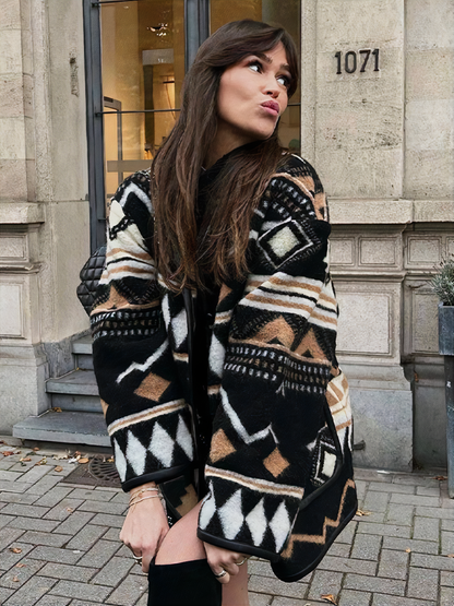 Ladies Autumn Coat with Print – Amaris