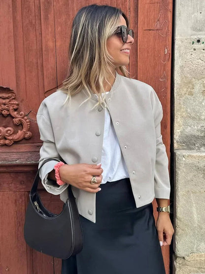 Lightweight women's bomber jacket for autumn – cosy chic with a stand-up collar