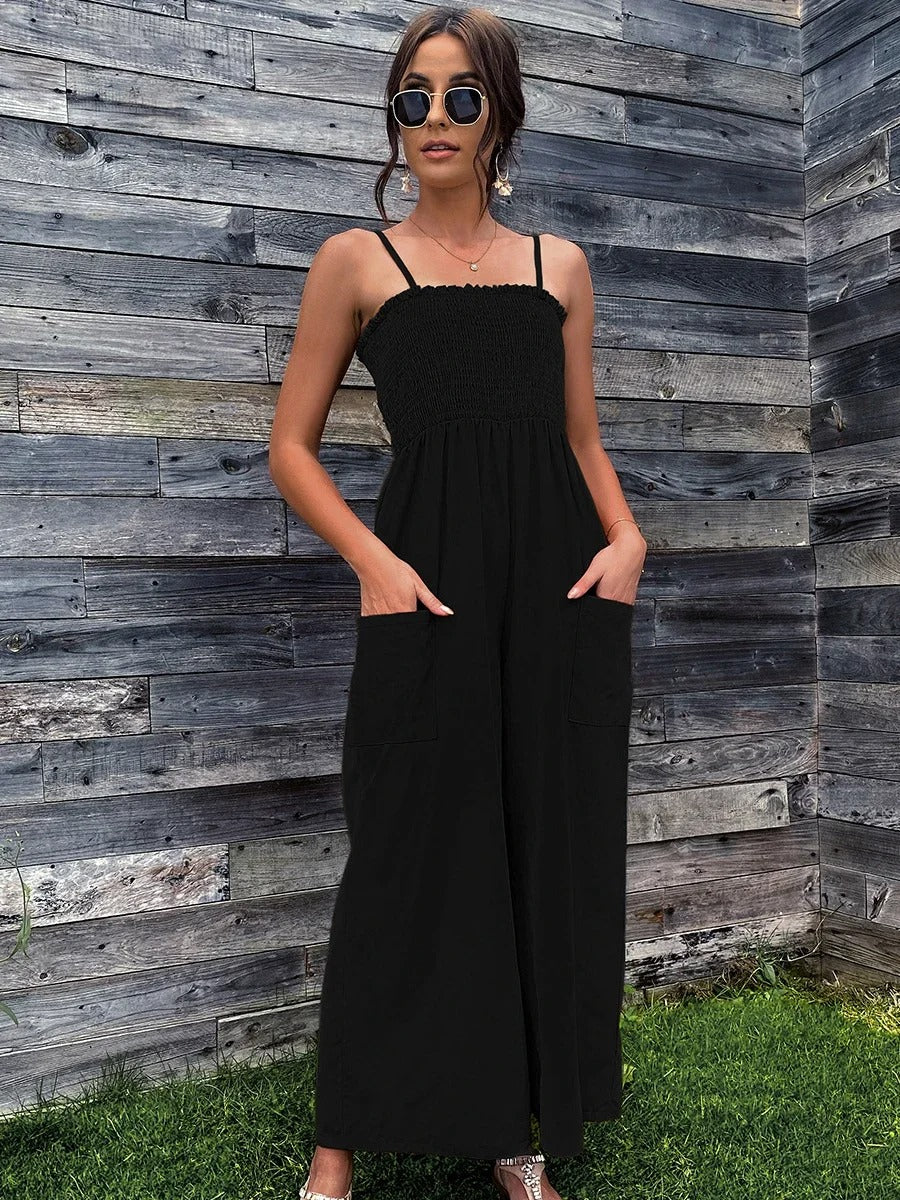 Summery women's jumpsuit with spaghetti straps in vintage style - RetroLuft