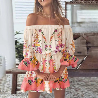 Summer dress with floral pattern and flared sleeves – Mireille