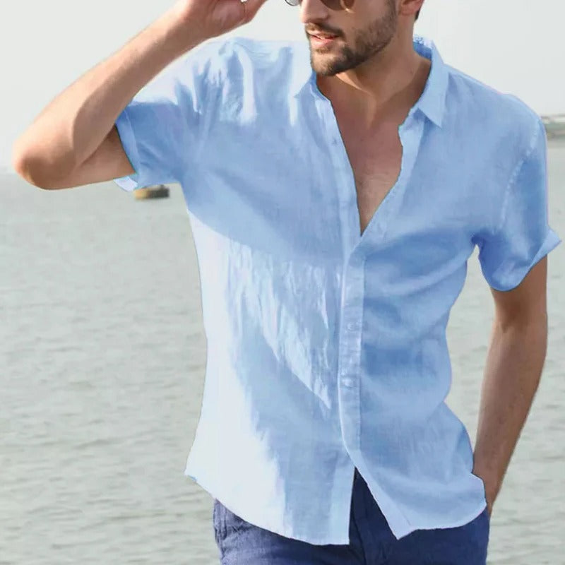 Men's linen short-sleeved shirt – Matteo