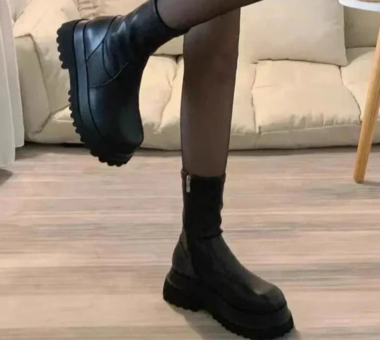 Ladies Platform Chelsea Ankle Boots with Warm Lining – Liora