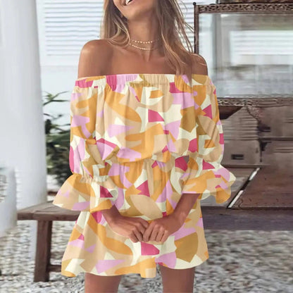Summer dress with floral pattern and flared sleeves – Mireille