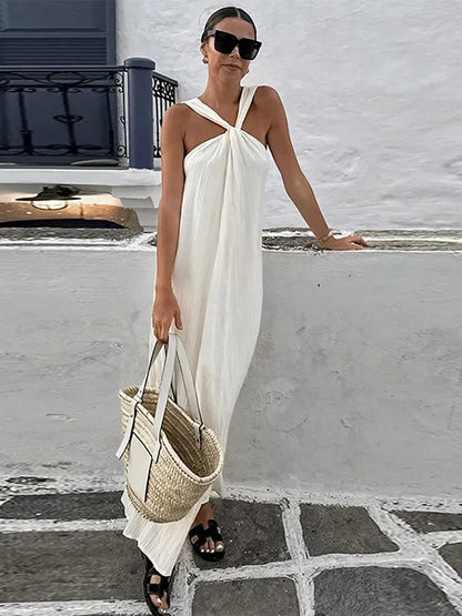 Trendy sleeveless summer dress with a loose fit – Mikayla