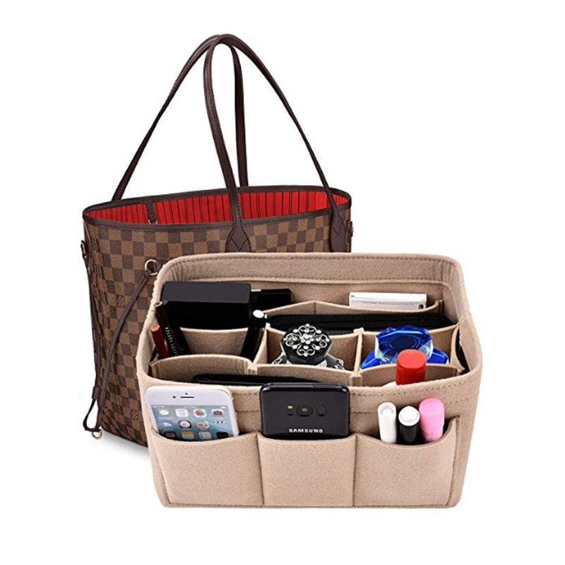 Felt handbag and make-up organiser insert – Buy 1, get 1 FREE multi-pocket storage