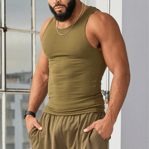 Sleeveless men's fitness T-shirt made from breathable material – Nico
