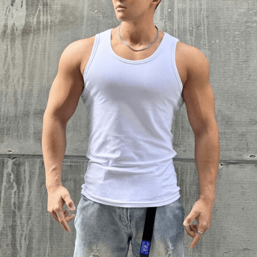 Sleeveless men's fitness T-shirt made from breathable material – Nico