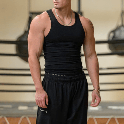 Sleeveless men's fitness T-shirt made from breathable material – Nico