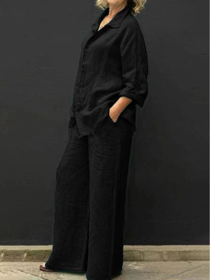 Two-piece women's cotton-linen suit – Autumn – Linora