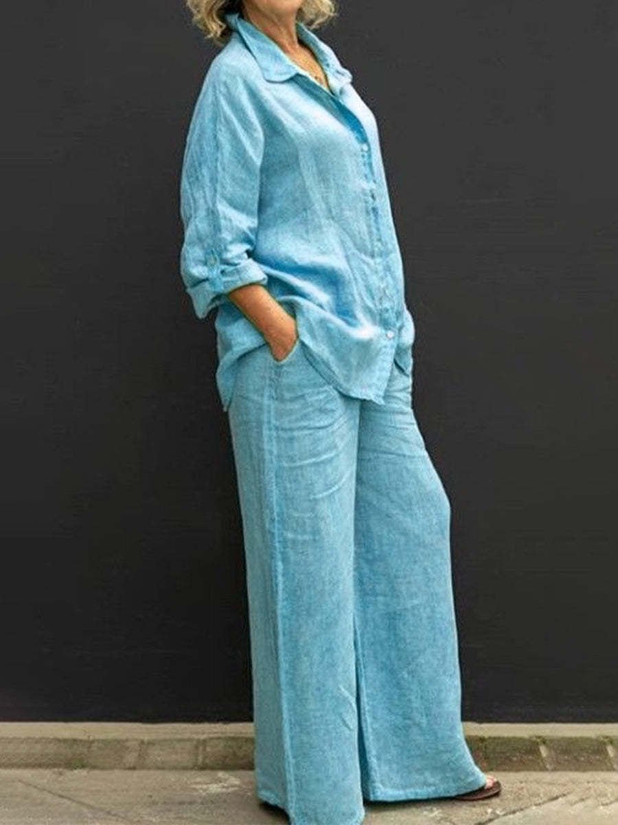 Two-piece women's cotton-linen suit – Autumn – Linora