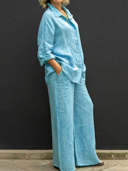 Two-piece women's cotton-linen suit – Autumn – Linora