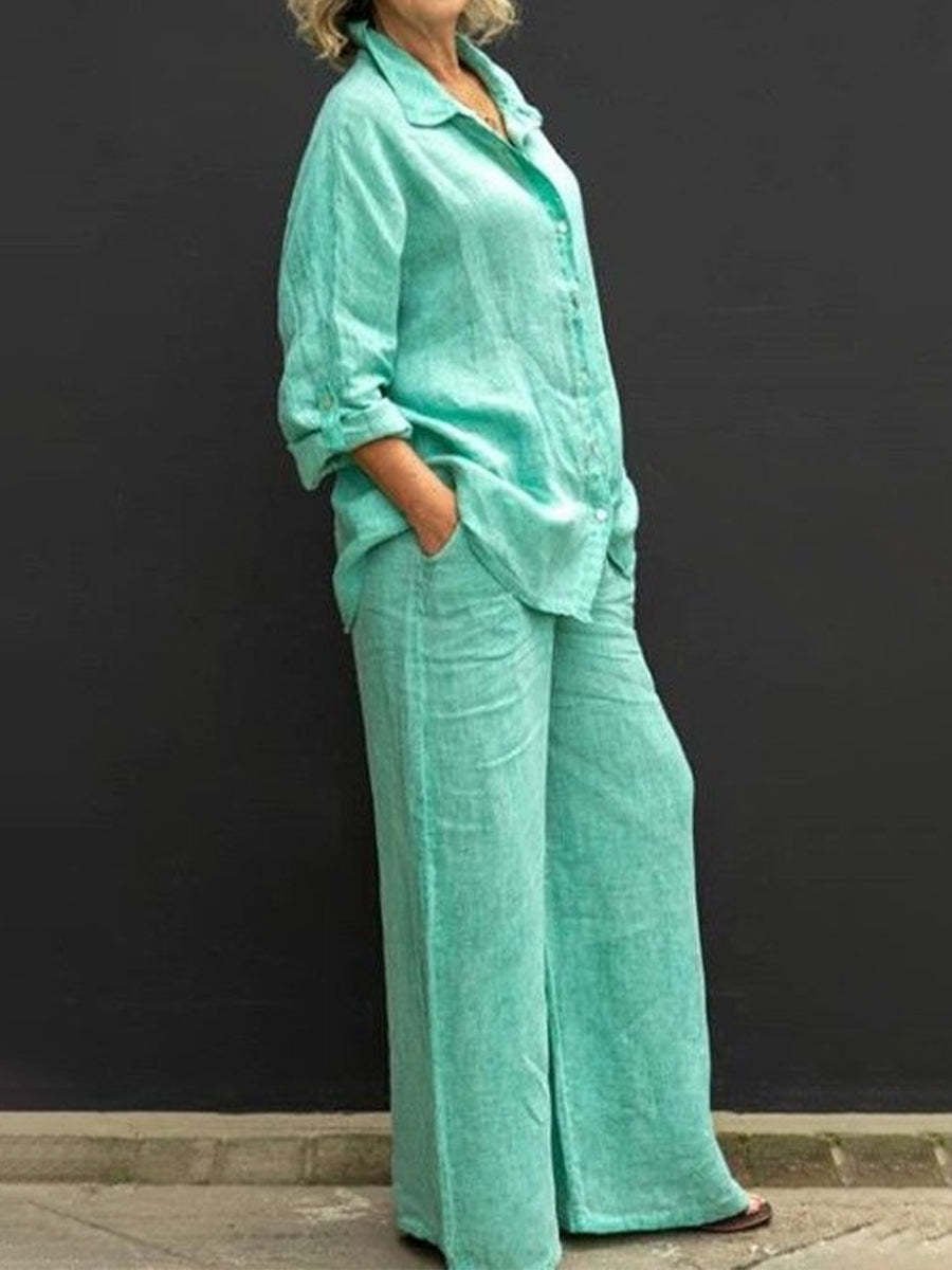 Two-piece women's cotton-linen suit – Autumn – Linora