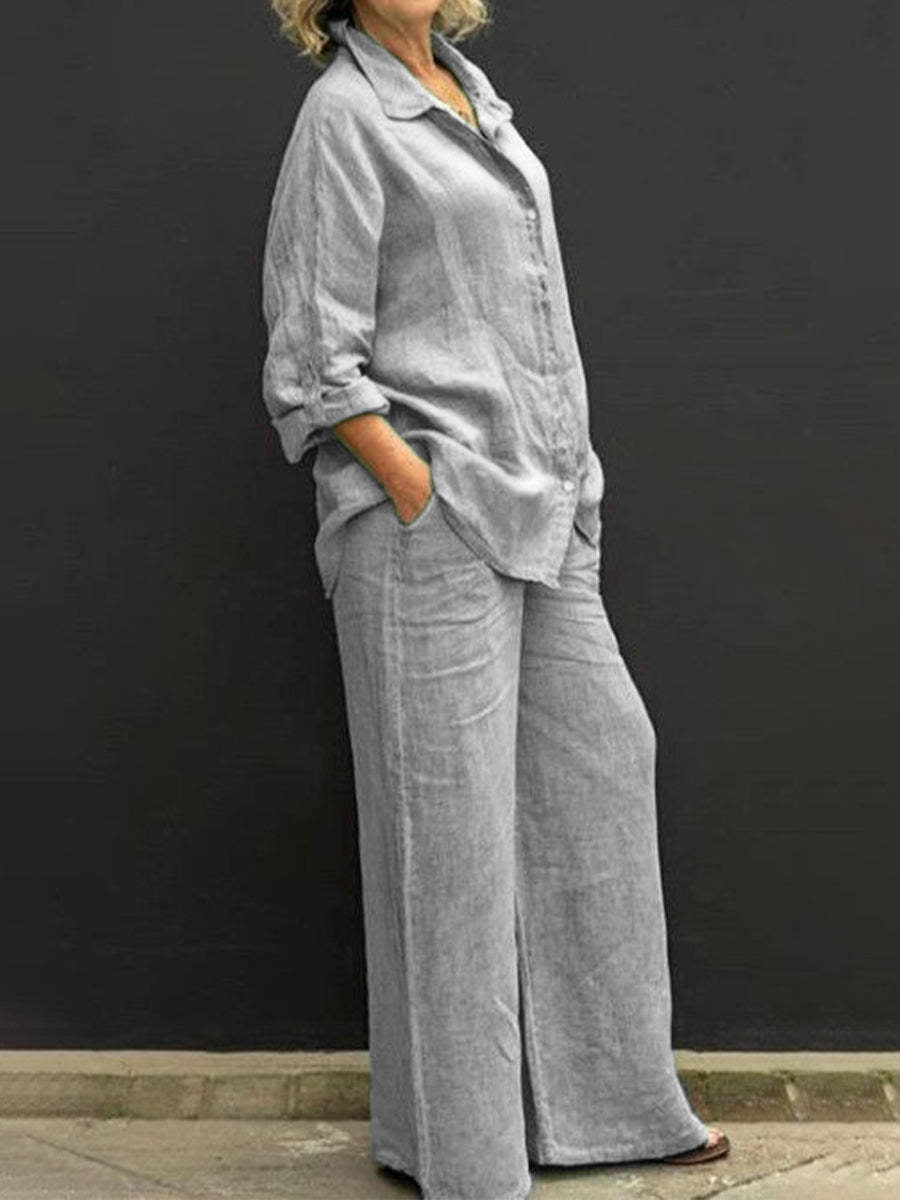 Two-piece women's cotton-linen suit – Autumn – Linora