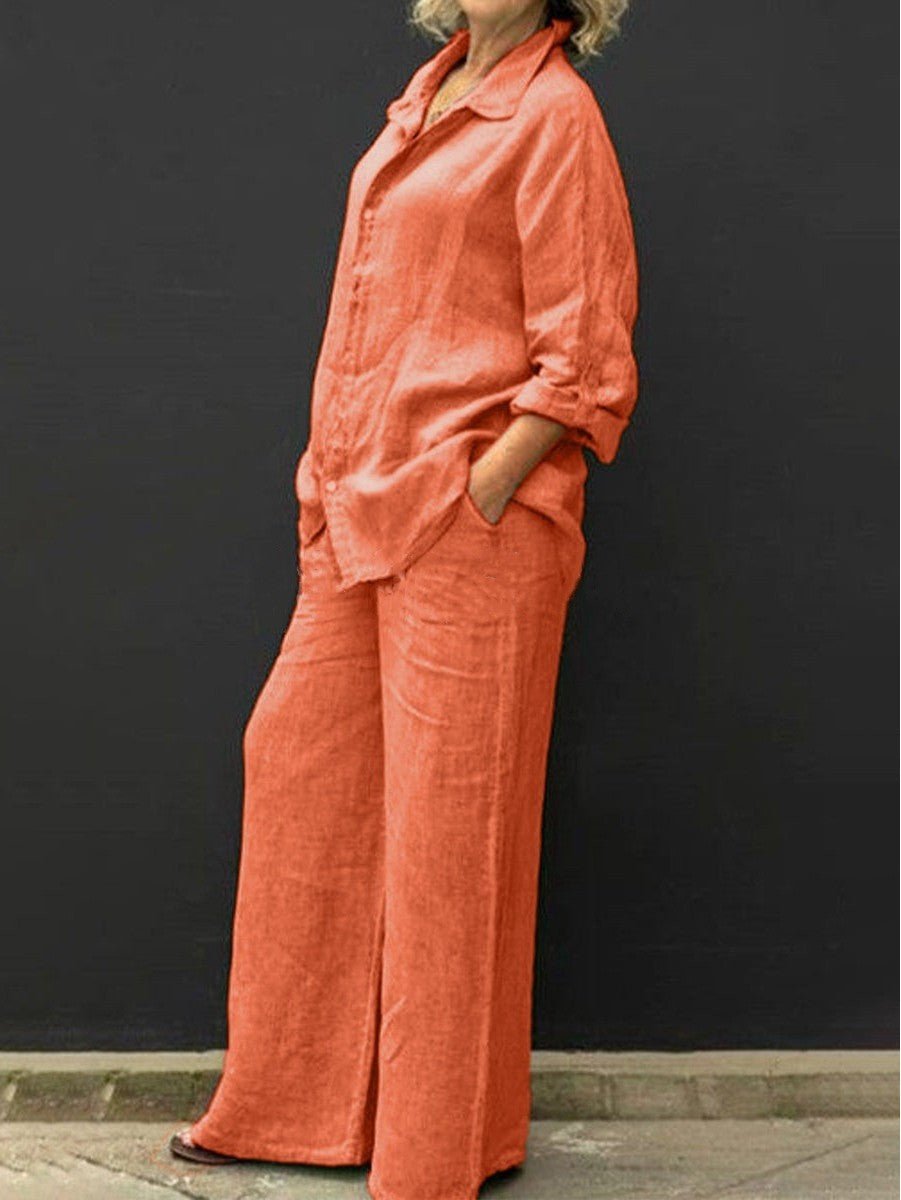 Two-piece women's cotton-linen suit – Autumn – Linora