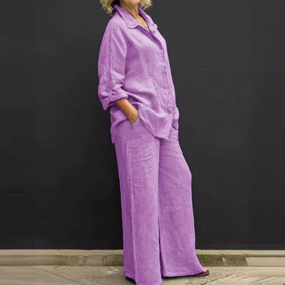 Two-piece women's cotton-linen suit – Autumn – Linora