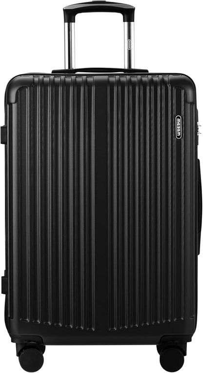 Large hard-shell suitcases with 360° spinner wheels and TSA lock – black-striped