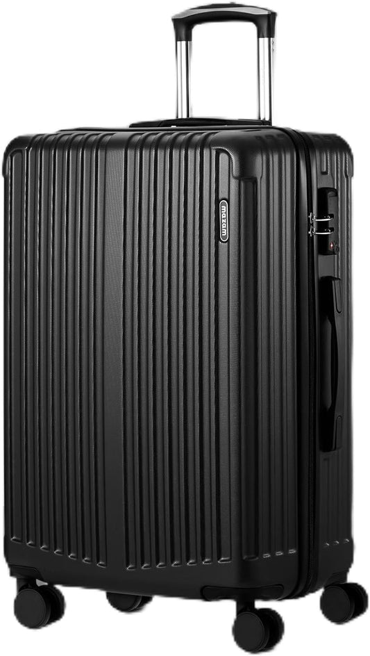 Large hard-shell suitcases with 360° spinner wheels and TSA lock – black-striped