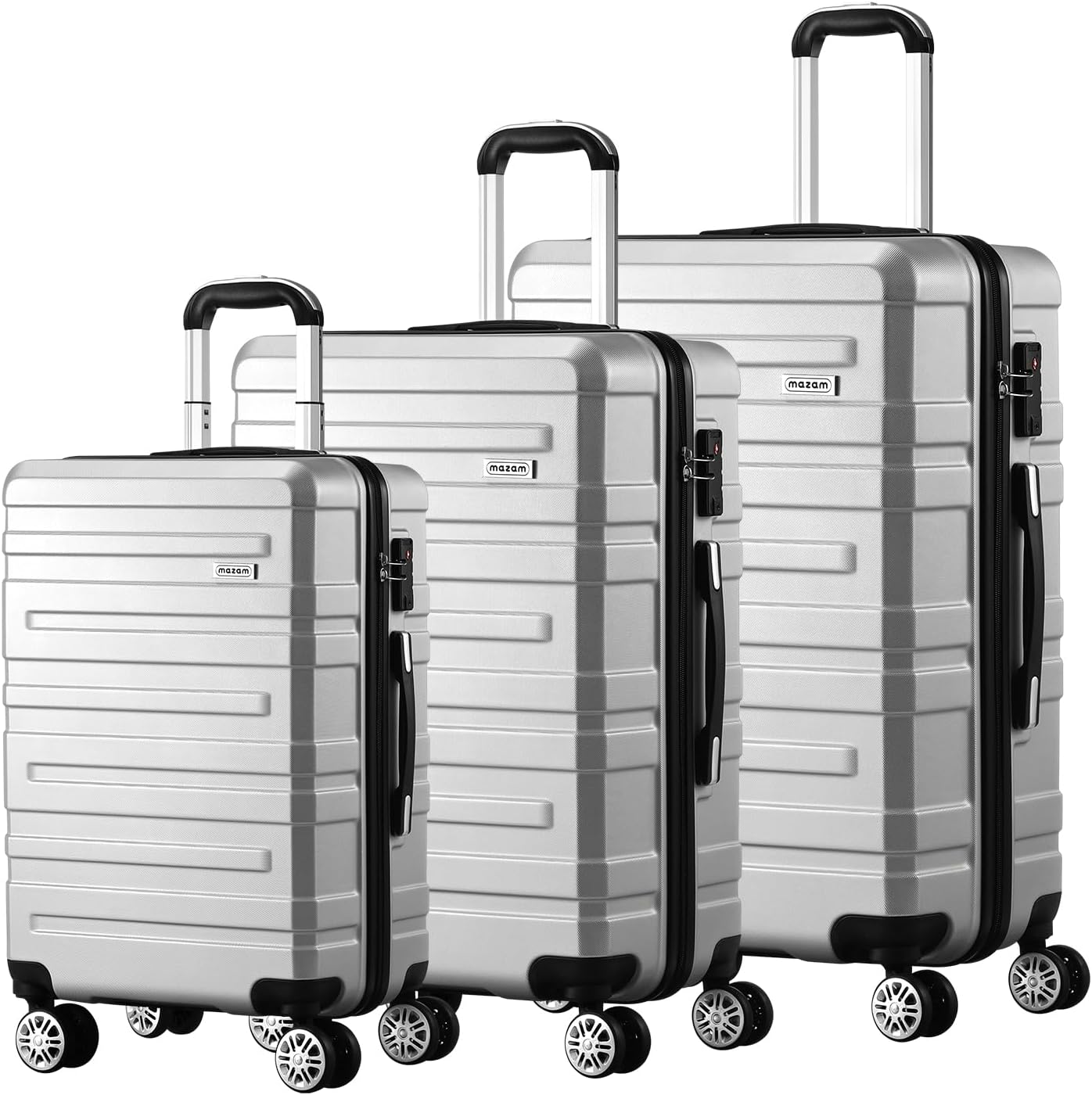 3-piece hard-shell spinner luggage set with TSA lock and organised interior