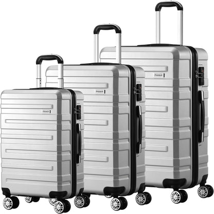 3-piece hard-shell spinner luggage set with TSA lock and organised interior