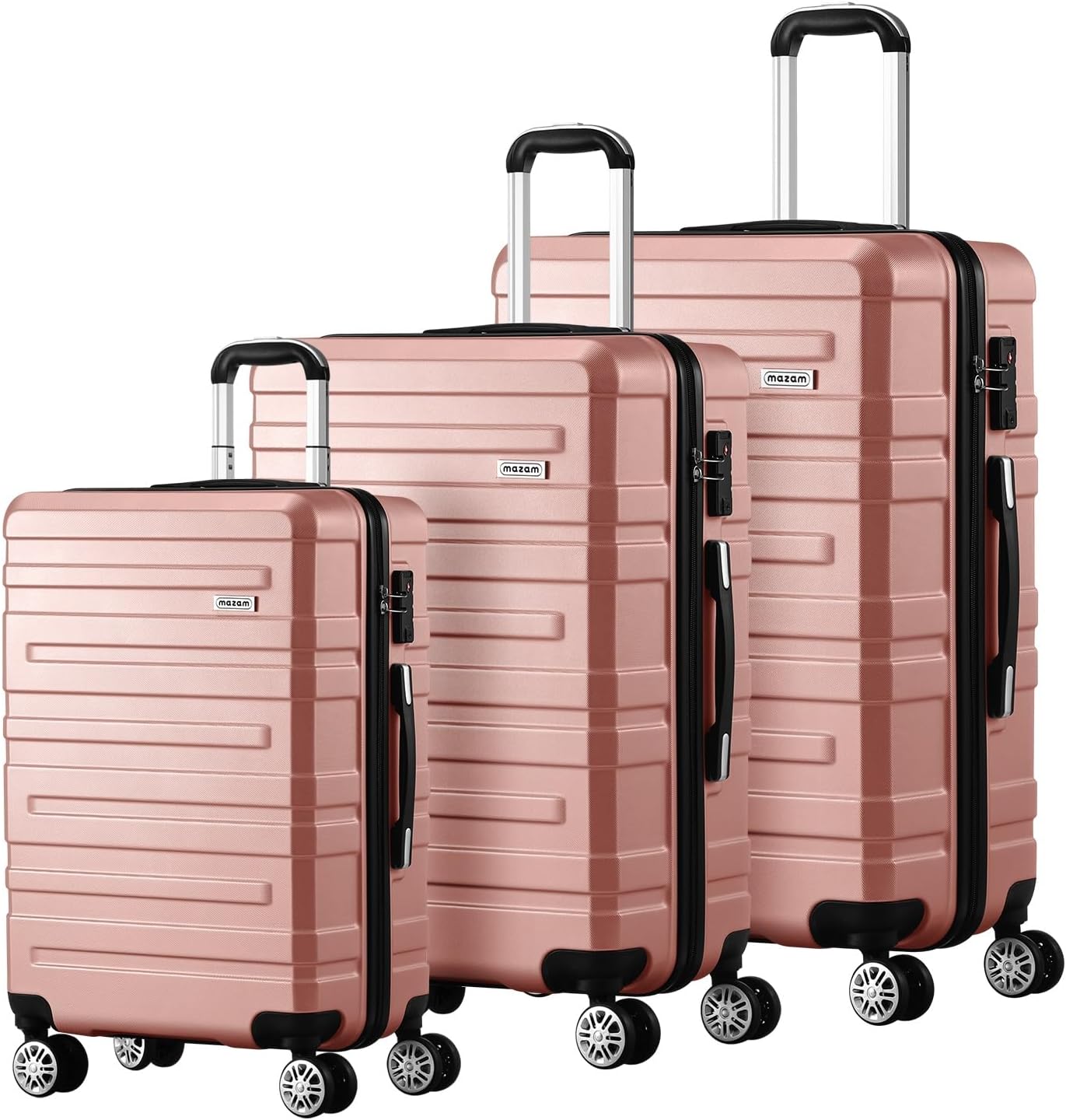 3-piece hard-shell spinner luggage set with TSA lock and organised interior