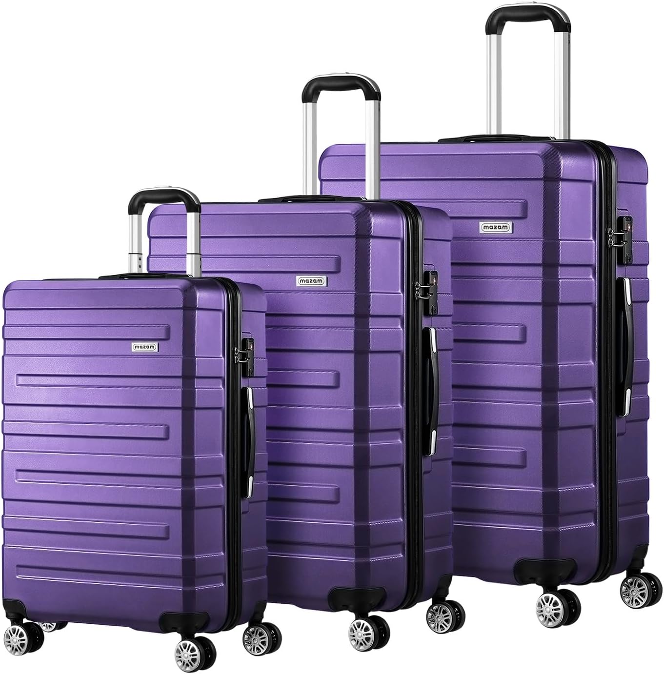 3-piece hard-shell spinner luggage set with TSA lock and organised interior