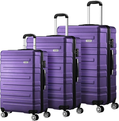 3-piece hard-shell spinner luggage set with TSA lock and organised interior