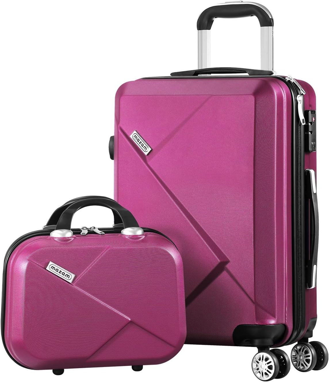 3-piece hard-shell spinner luggage set with TSA lock and organised interior