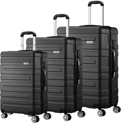 3-piece hard-shell spinner luggage set with TSA lock and organised interior