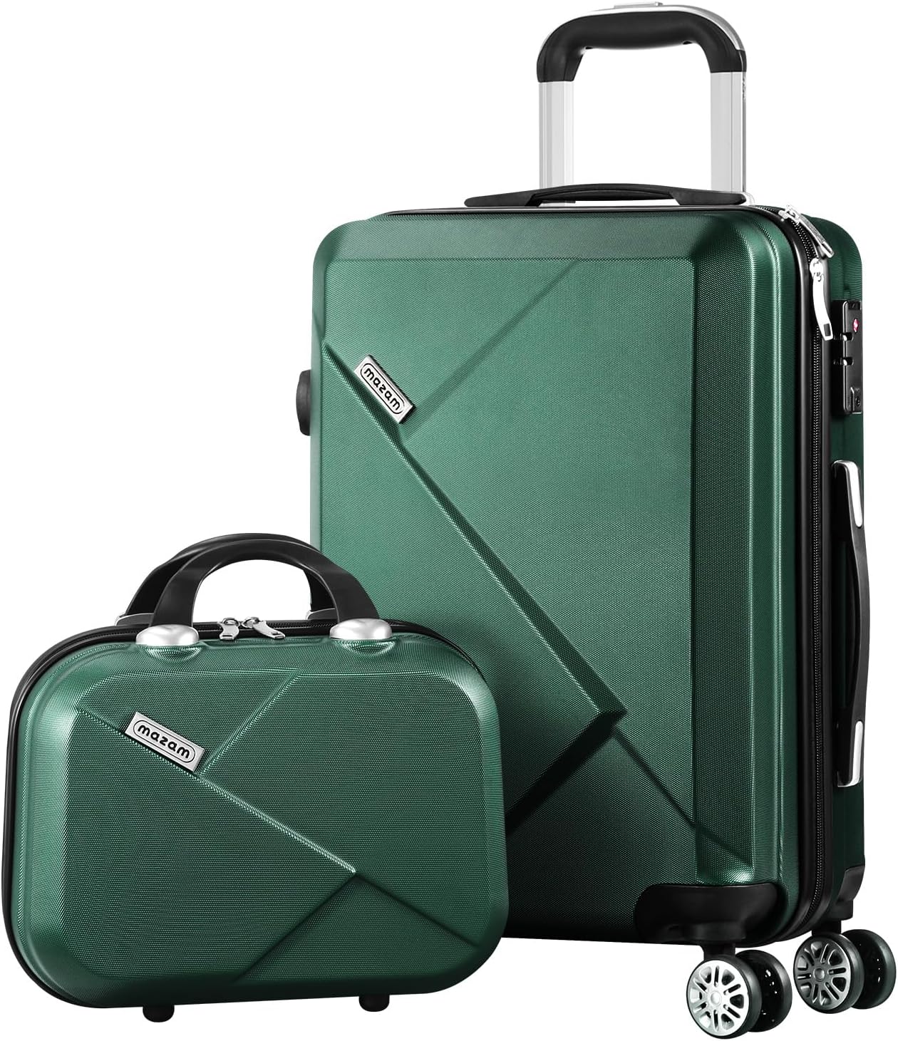 3-piece hard-shell spinner luggage set with TSA lock and organised interior