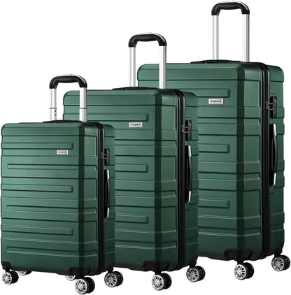 3-piece hard-shell spinner luggage set with TSA lock and organised interior