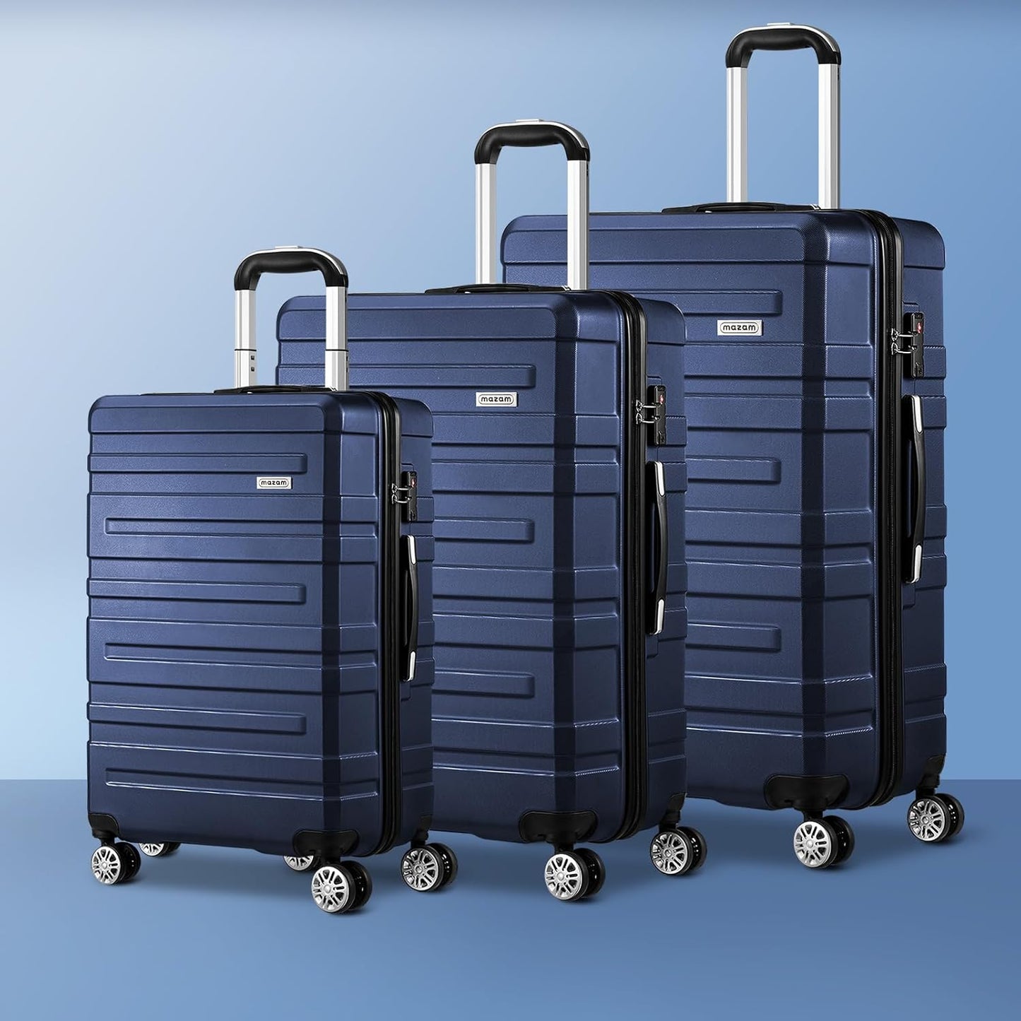3-piece hard-shell spinner luggage set with TSA lock and organised interior
