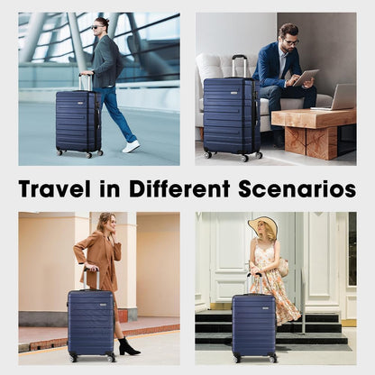 3-piece hard-shell spinner luggage set with TSA lock and organised interior
