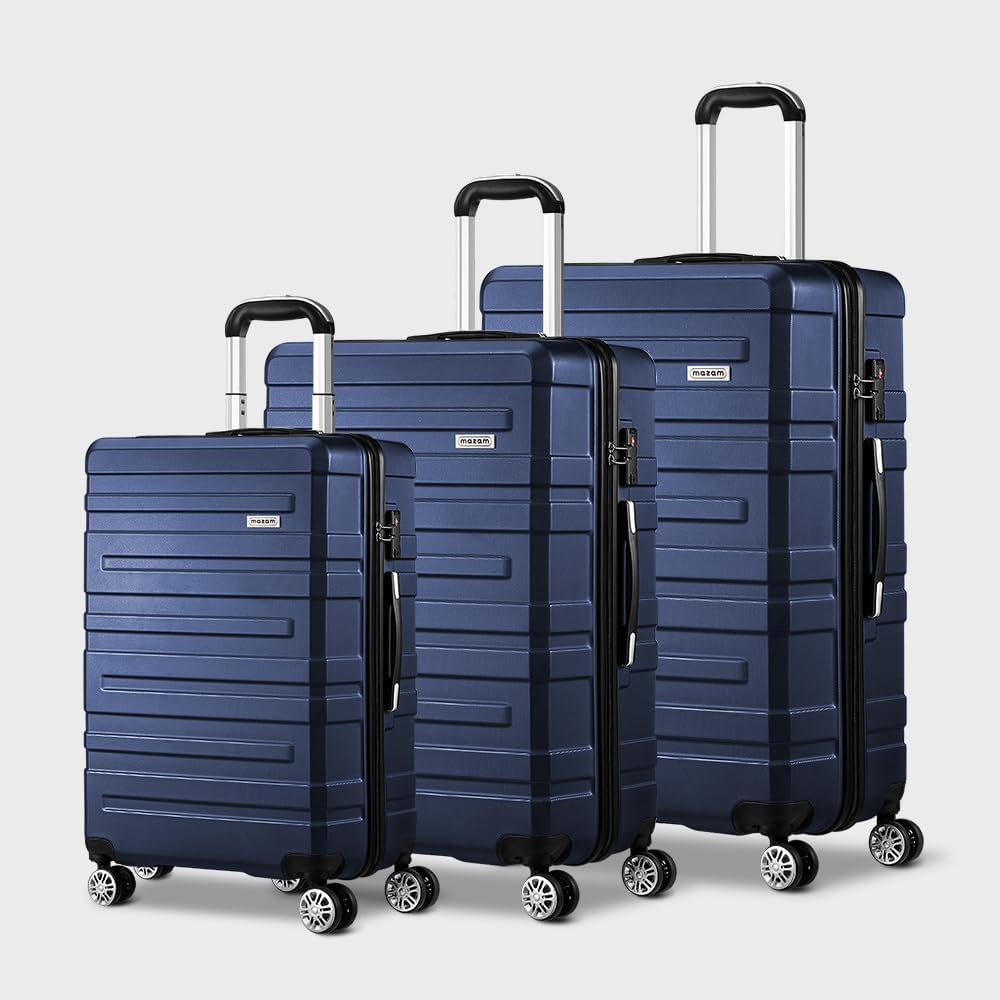 3-piece hard-shell spinner luggage set with TSA lock and organised interior