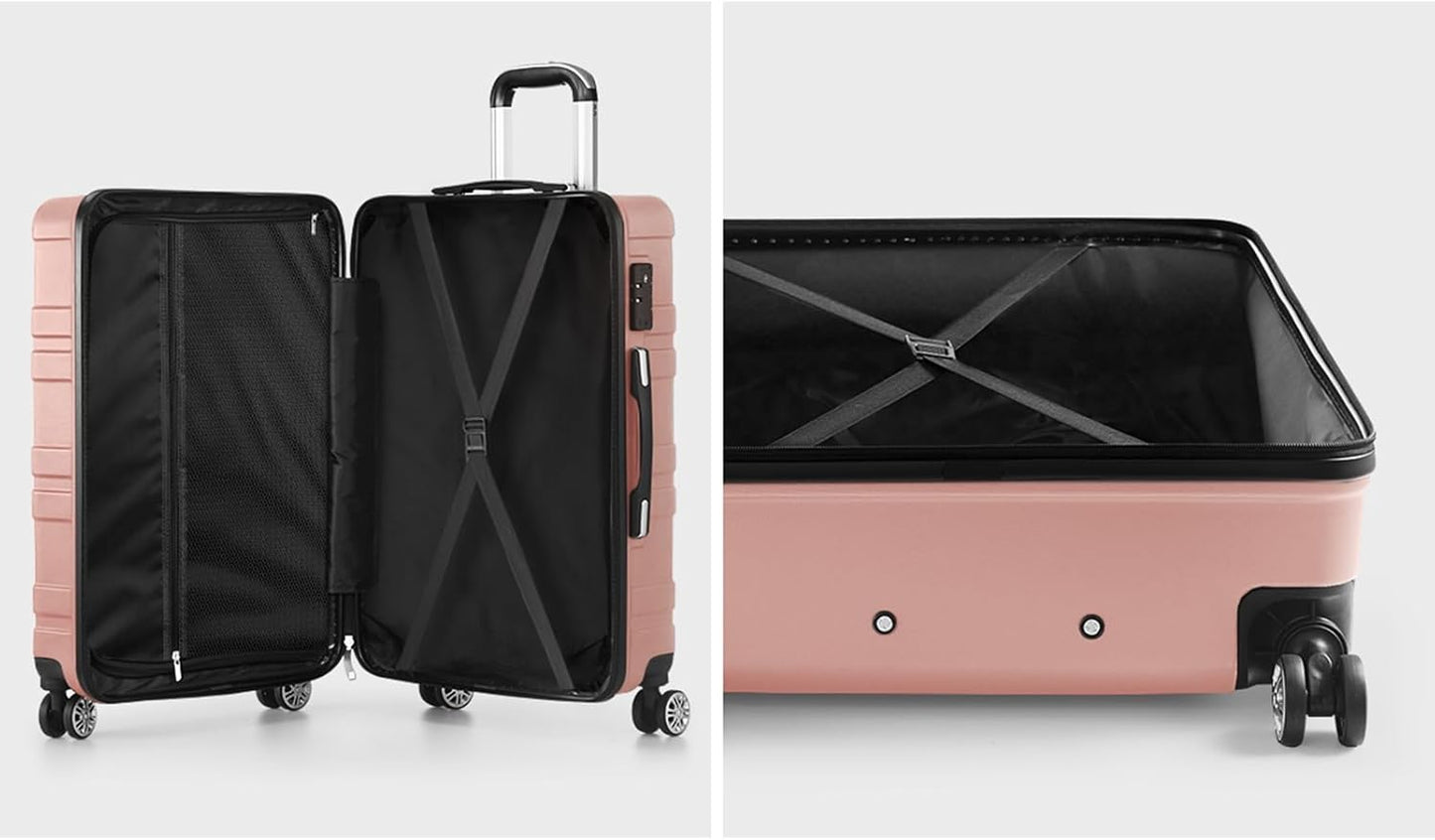 3-piece hard-shell spinner luggage set with TSA lock and organised interior